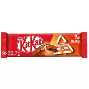 Kit Kat 2 Finger Orange Chocolate Biscuit Bar, 9 Pack