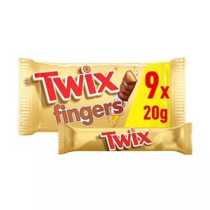 Twix Caramel & Milk Chocolate Fingers Biscuit Snack Bars Multipack 9 x 20g