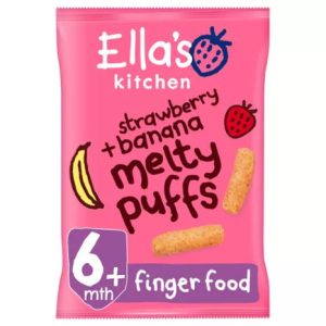 Ella's Kitchen Organic Strawberry and Banana Melty Puffs Baby Snack 6+ Months