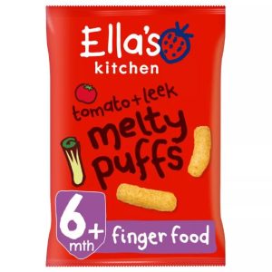 Ella's Kitchen Organic Tomato and Leek Melty Puffs Baby Snack 6+ Months