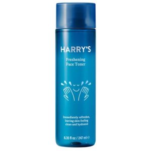 a blue bottle of face toner | Harry's Men's Freshening Face Toner