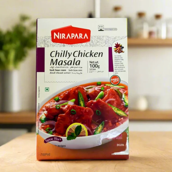 Nirapara Chilly Chicken Masala 100g – bold spice blend for chilly chicken recipes.