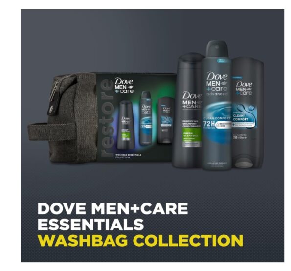 Dove Men+Care Essentials Washbag Collection 3-Piece Gift Set