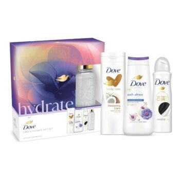 Dove Moisturising Gift Set Care & Hydrate, 3 Piece with Water Bottle | HYDRATES | SMOOTHING SKIN | LOOKS FRESH | MOISTURISE