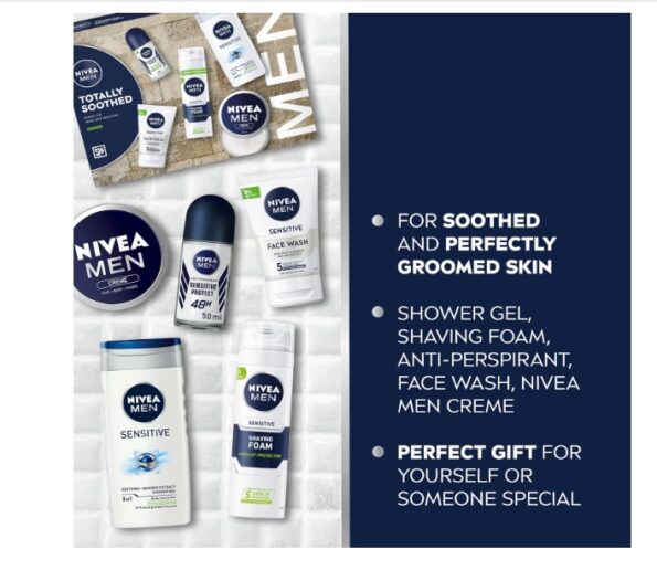 NIVEA Men Sensitive Skincare Routine Gift Set – 5-Piece Grooming Essentials