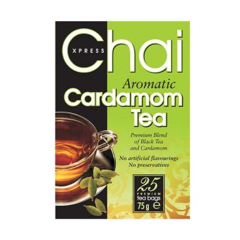 Chai Xpress Cardamom Tea – a rich, spiced tea infused with the warmth of cardamom.