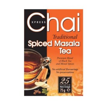 Chai Xpress Traditional Spiced Masala Tea – a flavorful blend of premium tea leaves and spices.