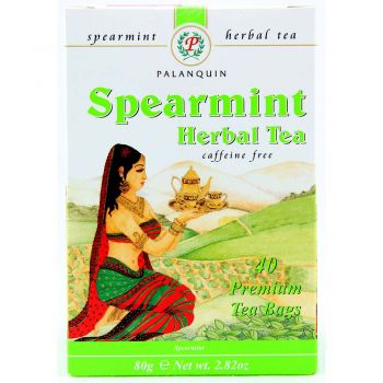 Palanquin Spearmint Tea Bags 40 Pack – caffeine-free herbal tea with refreshing mint flavor.