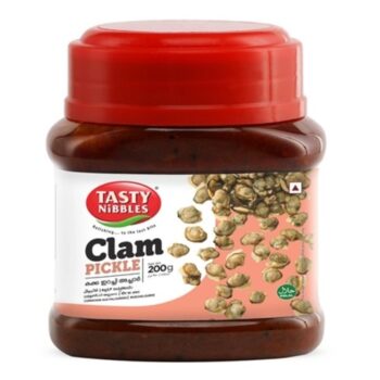 Tasty Nibbles Clam Pickle 200g – authentic coastal Indian pickle with fresh clams and spices.